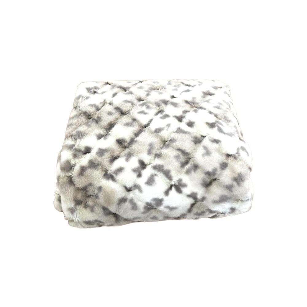 Hotel du Cobb Quilted Faux Fur Throw by Dennis Basso Pearl Lynx